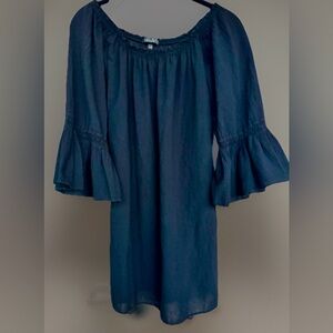 Giocam Off the Shoulder 3/4 Bell Sleeve Cotton Black Tunic Peasant Boho Medium